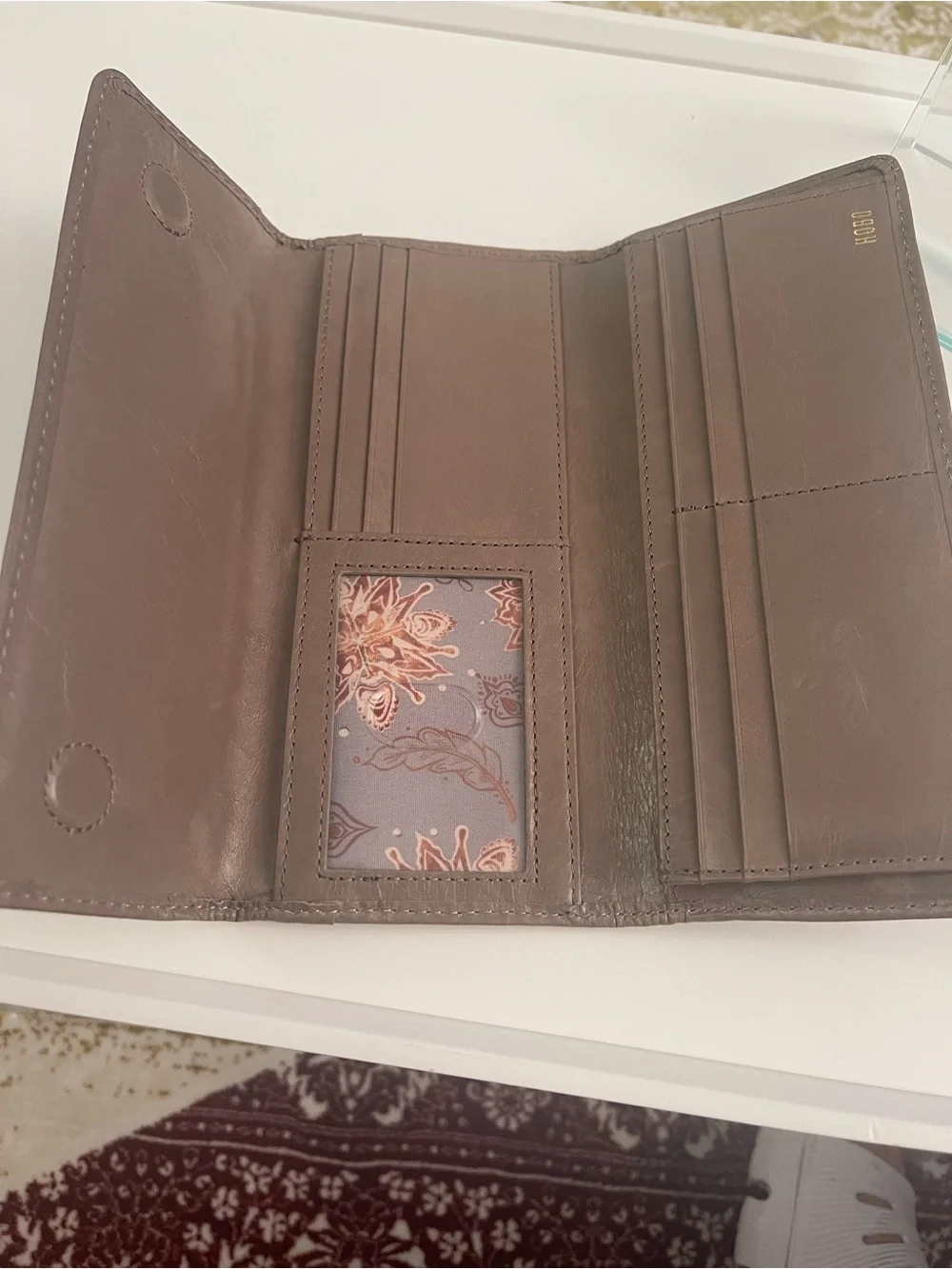 HOBO Leather Long Wallet - Taupe Brown